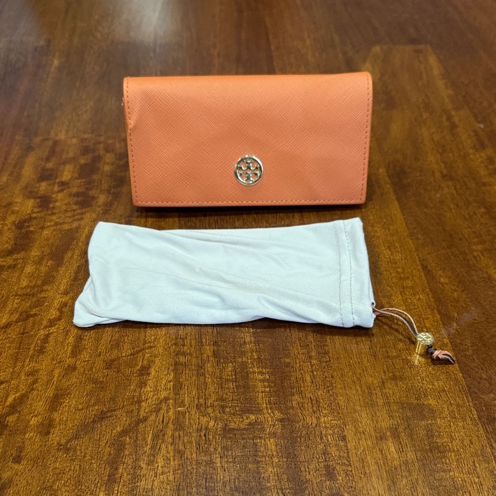 Tory Burch Orange Women's Sunglass Hard Shell Case and Soft Case